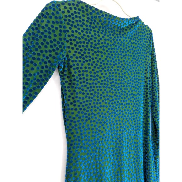 Zara Sheer Mesh Velvet Burnout Polka Dot Asymmetrical Maximalist Artsy Dress SML - Picture 5 of 16